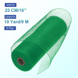 sourcing map 3pcs 10 Inch Poly Burlap Mesh for Wreath, Decorative Mesh Fabric Ribbon 10 Yard for Fall Easter Christmas Flower Bow, Cyan