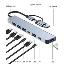 7 in 1 Multiport USB-C Hub Type C To USB 3.0 2.0 Multi-hub Dock Splitter Adapter