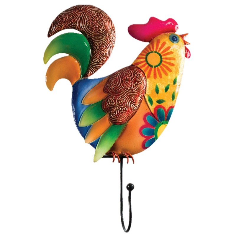 Dekorative Wandhaken Set, 3-teilig, Hahn Eule Frosch Design, Bunte Metallhaken
