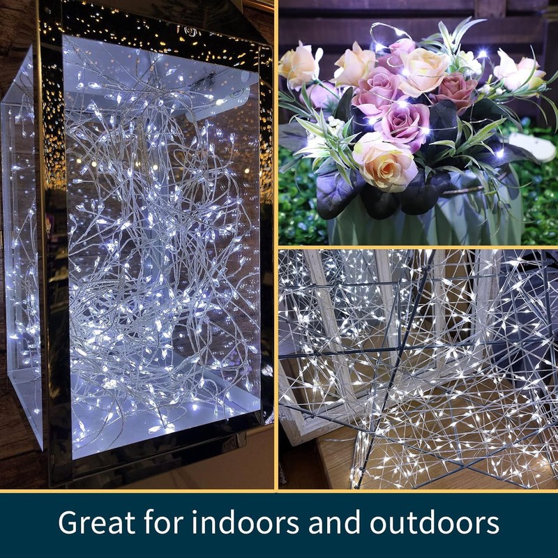 LAMPHOME 100 LED White Fairy Lights Battery Operated, Mini Battery