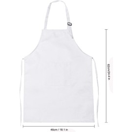 Catime 3 Set Groß Kinderschürze und Kochmütze Set, Weiße Kinder Schürzen, Verstellbare Kochschürzen Für Kleinkinder, Kinder Bemalen Schürze Kochschürze mit 2 Taschen Für Alter von 6–13 Jahren