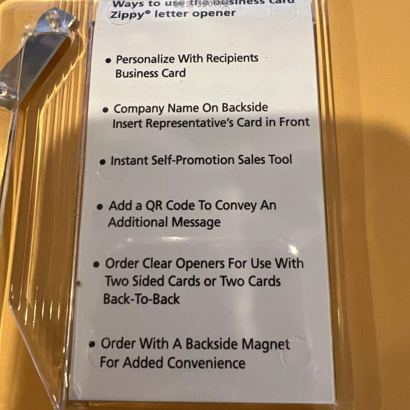 Blank Business Card Letter Opener-No Imprint All Clear As Seen