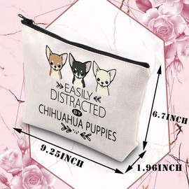 PLITI Chihuahua Gift for Chihuahua Lover Cute Chihuahua Makeup Bag Chihuahua Dog Puppy Gift Chihuahua Themed Cosmetic Bag (Chihuahua Puppies U)