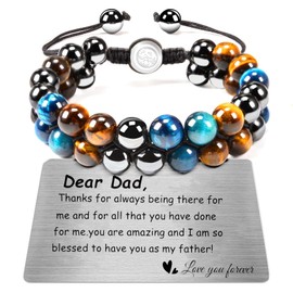 BOCHOI Fathers Day Gift Ideas for Dad Bracelet Bracelet for Father Bracelet Birthday Gifts for Farthers Day Christmas Birthday Gifts for Him Men Bracelet for Men Inspirational Gifts Healing Bracelet
