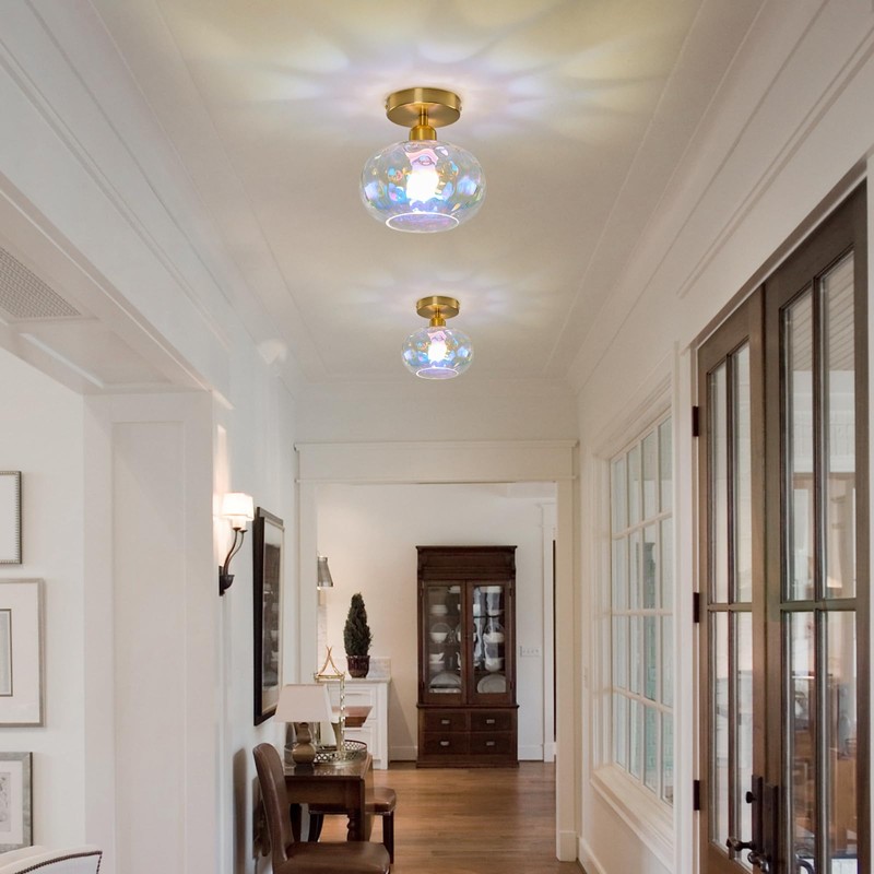 Luafac Vintage Glass Flush Mount Ceiling Light - 2 Pack，7.9