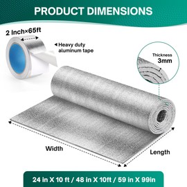 HADOR Window Insulation for Winter, Reflective Insulation Roll 48 in X 10 Feet, Double-Sided Aluminum Foam Core Radiant Barrier Kit with Tape for RV Windows Garage Door