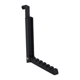 Relaxdays 4 x Folding Hooks, for Hanging, Door Coat Rack for 6 Hangers, Metal and Wood, Hooks for 2 cm Door Rebate, Black