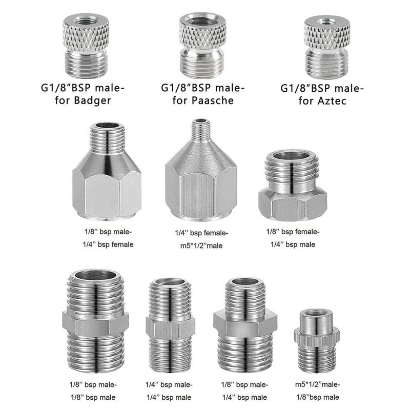 HUBEST Multi-Size Airbrush Adapter Set Air Brush Fitting Connector Kit