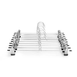 PMELCXD Trouser Hangers, Skirt Hangers with Adjustable Non-Slip Clips Pants Hangers,Space Saving Metal Hangers for Coat Garment Jeans,Hangers for Kids Adults(10 Pack)