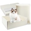 Seuqhck 8 Pack White Disposable Litter Boxes for Cats, 14.8 Inch Foldable Paper Kitty Tray with Scoop, Waterproof Cardboard Travel Litter Box for Cats Small Pets, Low Entry Easy Disposal Portable