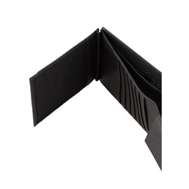 A|X Armani Exchange Armani Exchange Plate Logo Saffiano Leather Trifold W/Coin Pocket Wallet Black