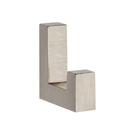 GTV Gancio da Parete Singolo K2201, Appendiabiti Moderno Geometrico, Lega di Zinco (ZnAl), Fissaggio a Scomparsa, Viti Incluse, 40x40x12mm, Acciaio Spazzolato