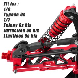 RCHuiWow RC Rear Lower Suspension Arms Upgrades Part for 1/7 Felony 6S BLX Infraction 6S BLX Limitless 6S BLX,1/8 Typhon 6S,Alloy Aluminium Rear Lower A Arms,2pcs,Red