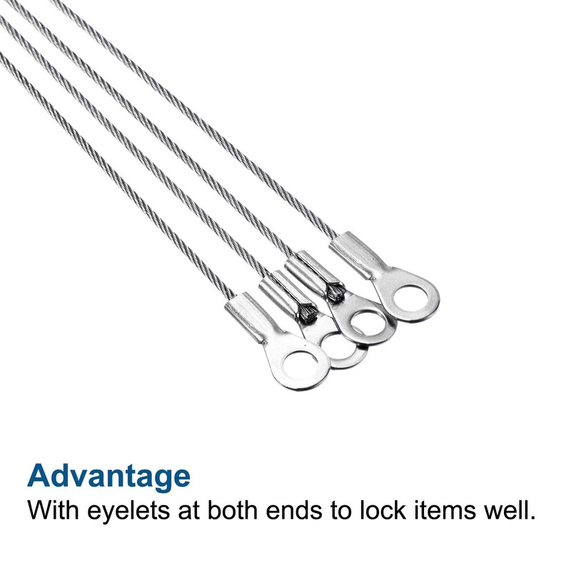 PATIKIL Stainless Steel Lanyard Cable 1.5mmx50cm, 10 Pack Eyelets Ended