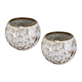 QUARKZMAN 2 Stück chinesische japanische Keramik-Teetassen 150 ml Handgefertigtes Gong Fu Tee-Set Keramik Glasiert-Verändert Kein Griff Kleine Teetasse für Mate Tee Kaffee Wein, Beige