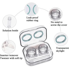 4 Pack Flip Top Clear Contact Lens Case Travel Kit, Cute Contact Case Holder wit
