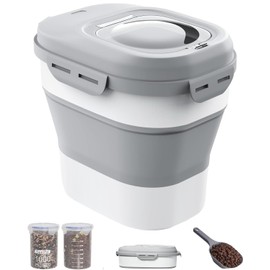 30-35 Lbs Dog Food Storage Container Collapsible Dog Food Container with Airtight Lids, Wheels, Scoop and 2pcs Food Storage Containers, Large Pet food storage for Dog, Cat