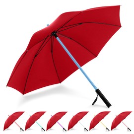 BESTKEE Lightsaber Umbrella LED Light up Golf Umbrellas with 7 Color Changing On The Shaft/Built in Torch at Bottom (Red)