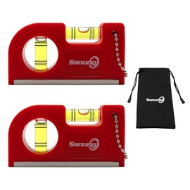 Sanung 2 piezas Mini Magnético Horizontal Bolsillos Vertical Nivel de burbuja con Llavero Nivel de Bolsillo Magnético con Bolsa de Almacenamiento Imán Nivel de burbuja para Determinar Plano Vertical Horizontal