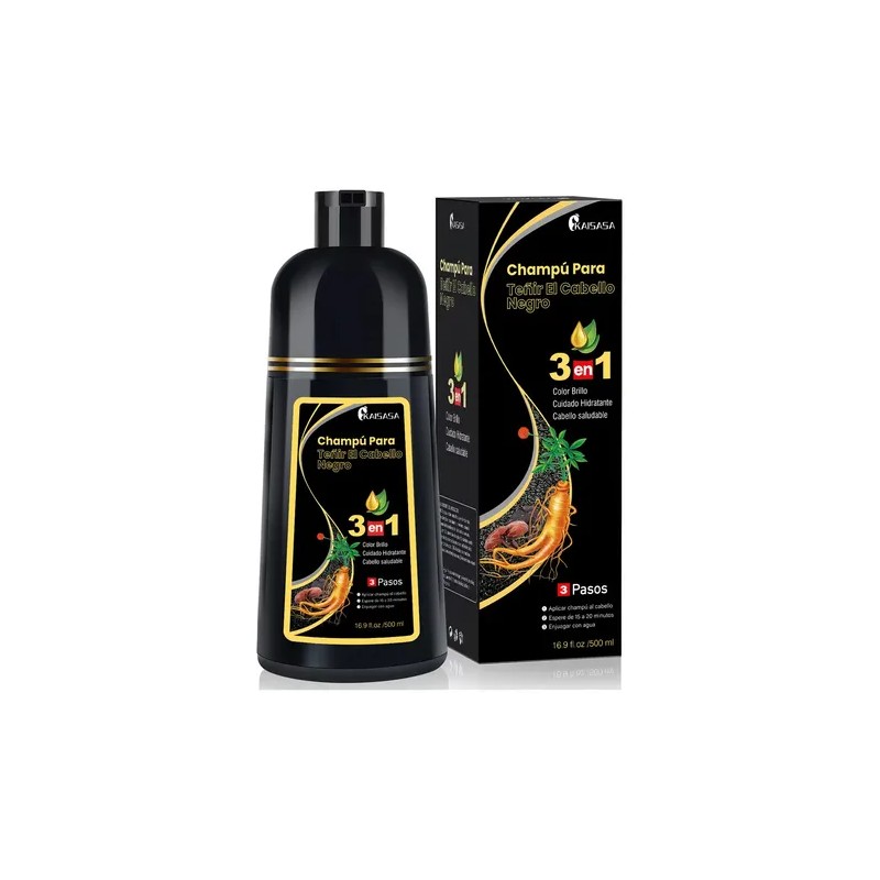 Kaisasa Shampoo Con Tinte Cubre Canas Natural Jengibre 500ml-Negro