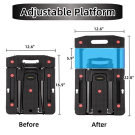 Jogtlyer Folding Hand Truck Platform Trucks 500LB Heavy Duty Foldable Moving Dolly Cart with 6 Wheels,Luggage Cart Portable Car Seat Dolly for Airport Moving Travel,Shopping, Office Use-Black