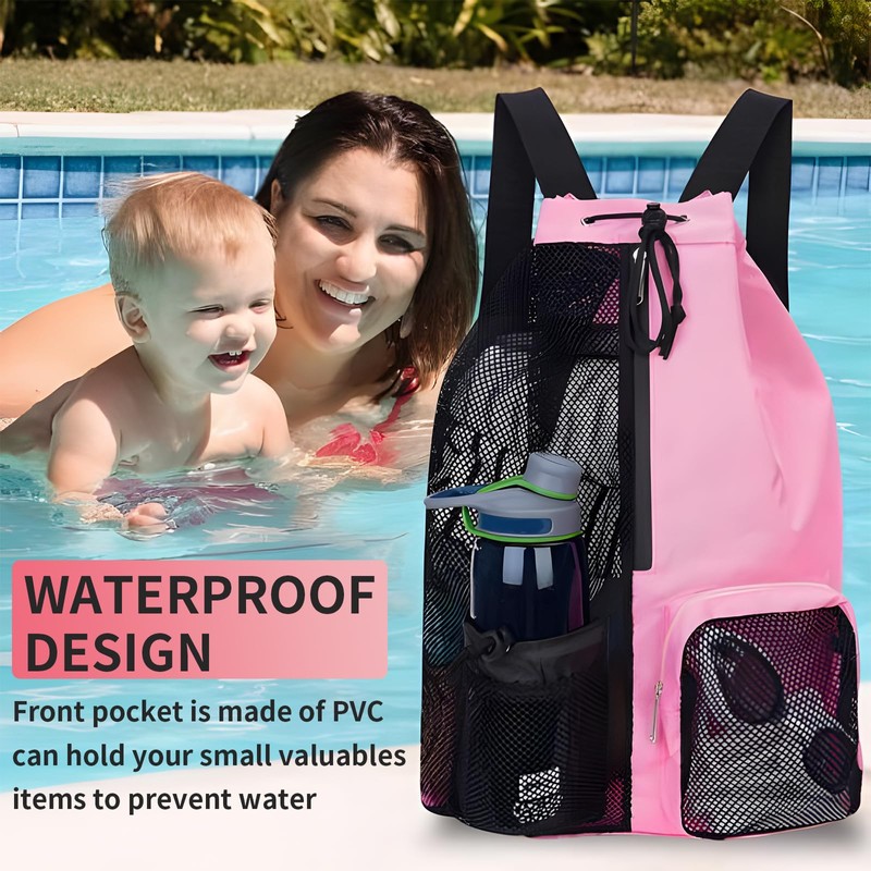 Waterproof Swim Bag with Wet Dry Compartment, Lightweight Mesh Backpack