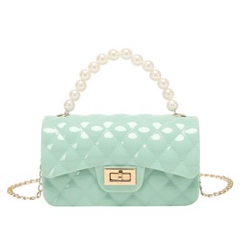 Gladdon Mini Quilted Crossbody Bags for Teen Girls Shoulder Purses Chain Strap Handbags Birthday Gift for Girl Light Green