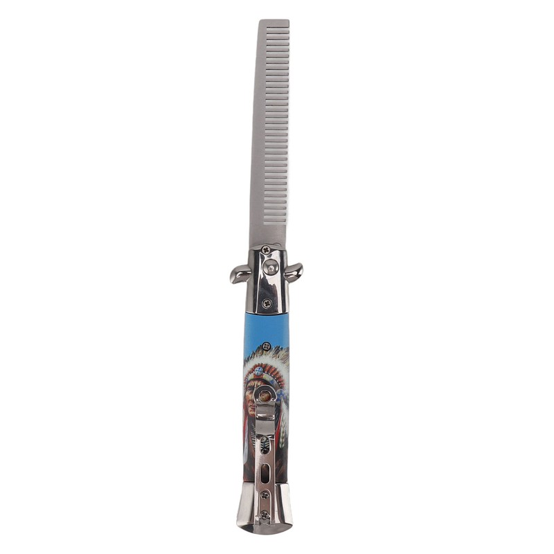 Men Spring Comb Pocket Size Stainless Steel Teeth Foldable Brush