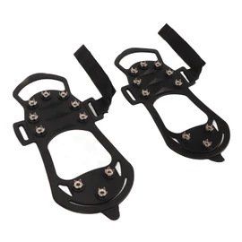 1pair Ice Cleats, Snow Traction Cleats Crampons for Shoe and Boots, Anti Slip Rubber Stainless Steel Grippers Shoe Spikes Grips for Ice Snow, Winter Hiking Climbing Ice Fishing