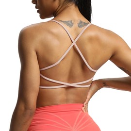 Aoxjox - brasier deportivo para mujer, sin espalda, acolchado para yoga, sin espalda, para yoga, Woodrose, XS
