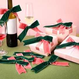 Thiccywoov 12 Pcs Witch Bows Decorations Green and Pink Bows Decor 5.51x4.53 Inch Velvet Hair Bow Decorations for Witch Movie Fans Accessories Party Wedding Supplies