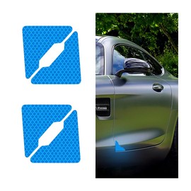 AUCELI 4PCS Car Door Edge Reflective Stickers, Anti-Scratch Anti-Collision Automotive Door Corner Guards Protector Warning Sticker, Vehicle Accessories for Truck SUV RV Van（Blue）