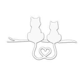 [JASDESIGN] Cat Sticker Cat Sticker Cat Car Sticker Decal Behind Heart JM-131 (White Silver, 1)