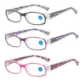 XHBEK 3 Pack Reading Glasses for Women Men, Blue Light Blocking Eyeglasses Anti Glare UV with Spring Hinges