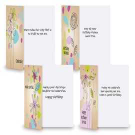 Current Kraft Blossoms Happy Birthday Greeting Card Set - Value Pack of 20 Cards With White Envelopes, 10 Designs, Large 5" x 7" Assortment