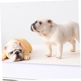 Mobestech 2Pcs Bulldog Figurine Realistic Dog Figure Models for Home Office Garden Decoration Premium Miniature Animal Ornaments for Dog Lovers