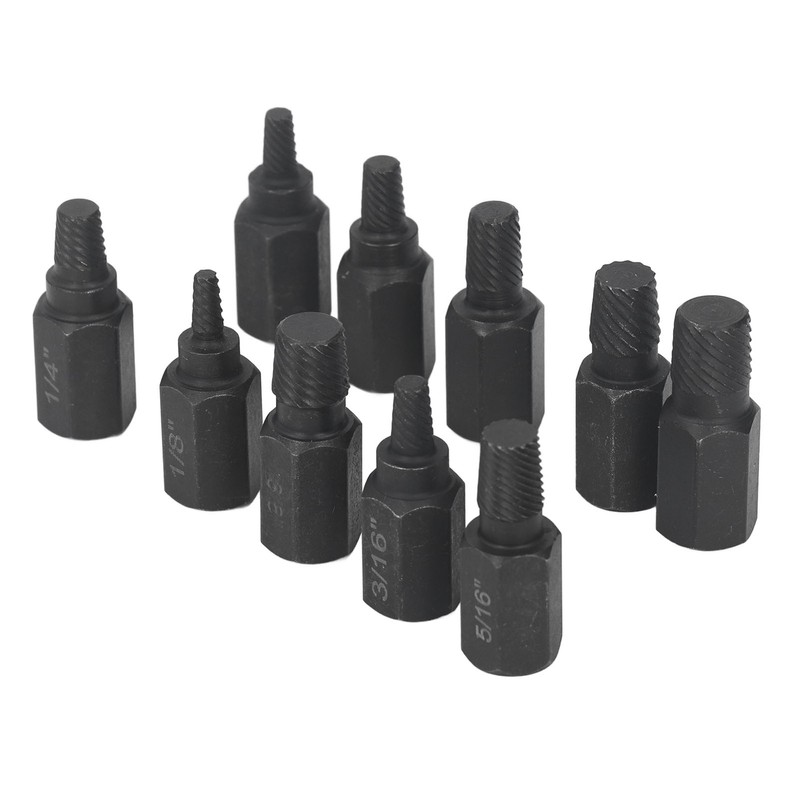 10Pcs Broken Screw Extractor Set 1/4 7/32 3/16 5/32 1/8