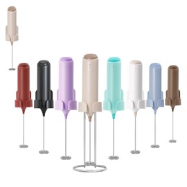 ELMWAY Rechargeable Coffee Frother by ELMWAY, Electric Milk Frother with Charging Stand & Wall Mount, Handheld Drink Mixer, Foam Maker for Coffee, Matcha - Beige