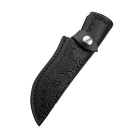 Xeerrfan Leather Knife Sheath for Belt, Genuine Leather Holster for up to 4.3" Fixed Blade Knife, Hunting Knives Holder with Snap Closure (Black)