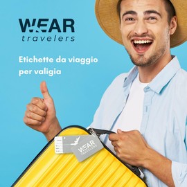 Suitcase and Travel Luggage Labels - Airplane Case - Glossy and Satin Aluminium Labels with Personal Information Card (Multicolour Satin, Pack of 4)