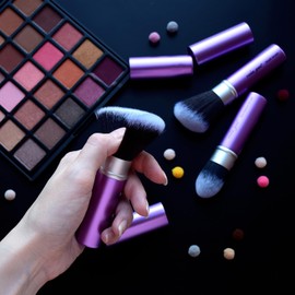 Vela.Yue Brocha Kabuki Retráctil de Maquillaje para Polvos Colorete Bronceador