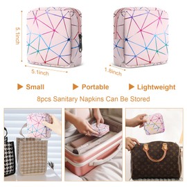 Likesing Sanitary Napkin Storage Bag, Leather Portable Period Bag for Girls Women, Sanitary Napkin Period Pad Pouch Tampon Holder for Purse, Small Make Up Bags(Colorful Pink)