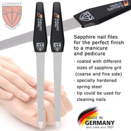3 espadas Alemania – Marca calidad doble cara (fina y gruesa) zafiro lima de uñas (2 unidades) Con pulidor de uñas de 3 vías (1 unidad 3 Swords, fabricado en Solingen (493)