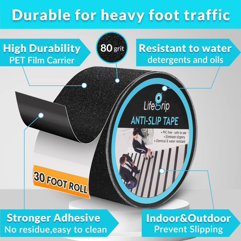 Lifegrip Anti Slip Traction Tape, 4 Inch x 30 Foot