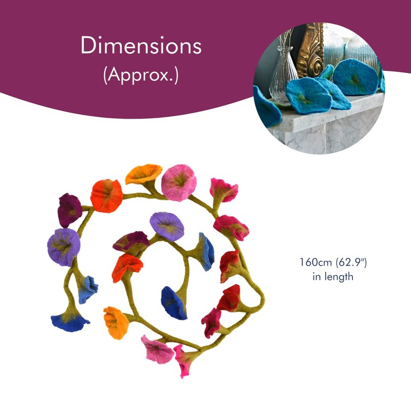 Felt Flower Garland - Purple (approx. 160 cm long)