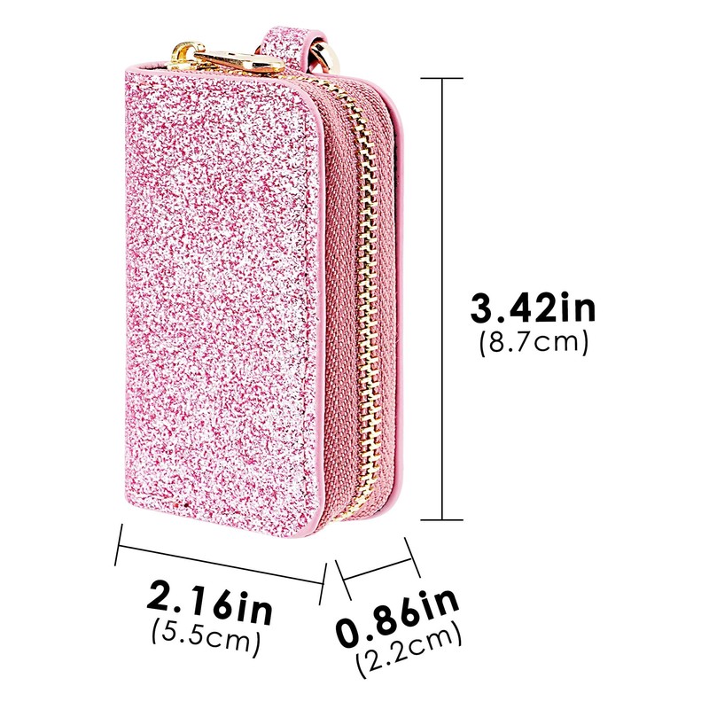 BUNCHBRAVO Pink Car Key Holder Bag with Zip-Around Case, Clip