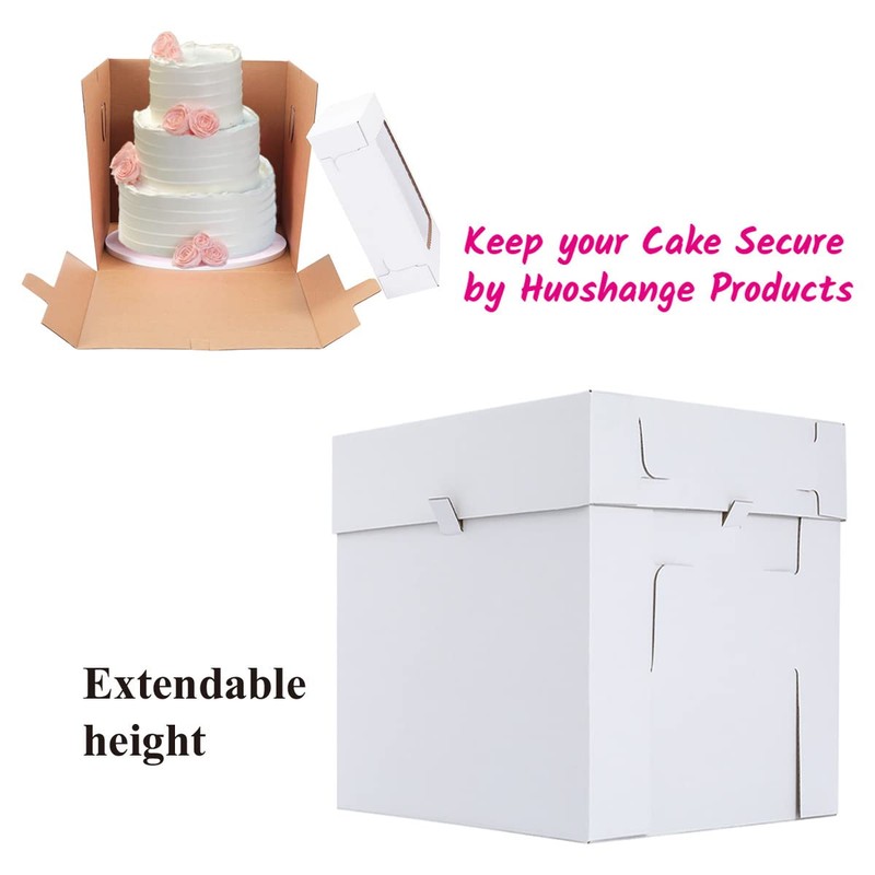 Huoshange Tall Cake Boxes for Tier Cakes,12x12x10 Inch [10Pack ]