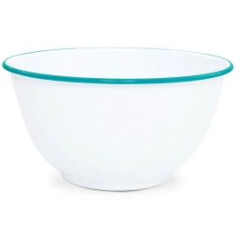 Crow Canyon Vintage Style Enamelware Deep Salad Serving Bowl, 5 Colors Available - Red Rim