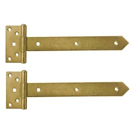 300mm Gold Gate Hinge Tee Hinges for External Use On Gate Doors, Shed Doors and Barn Doors T-Hinge (Pack of 2)
