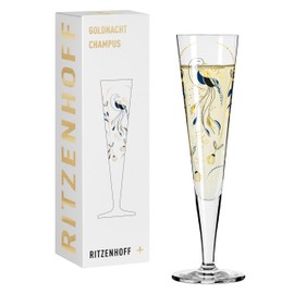 RITZENHOFF Goldnacht No. 43 1071043 Champagne Glass 200 ml Designer Piece with Real Gold Made in Germany Gold